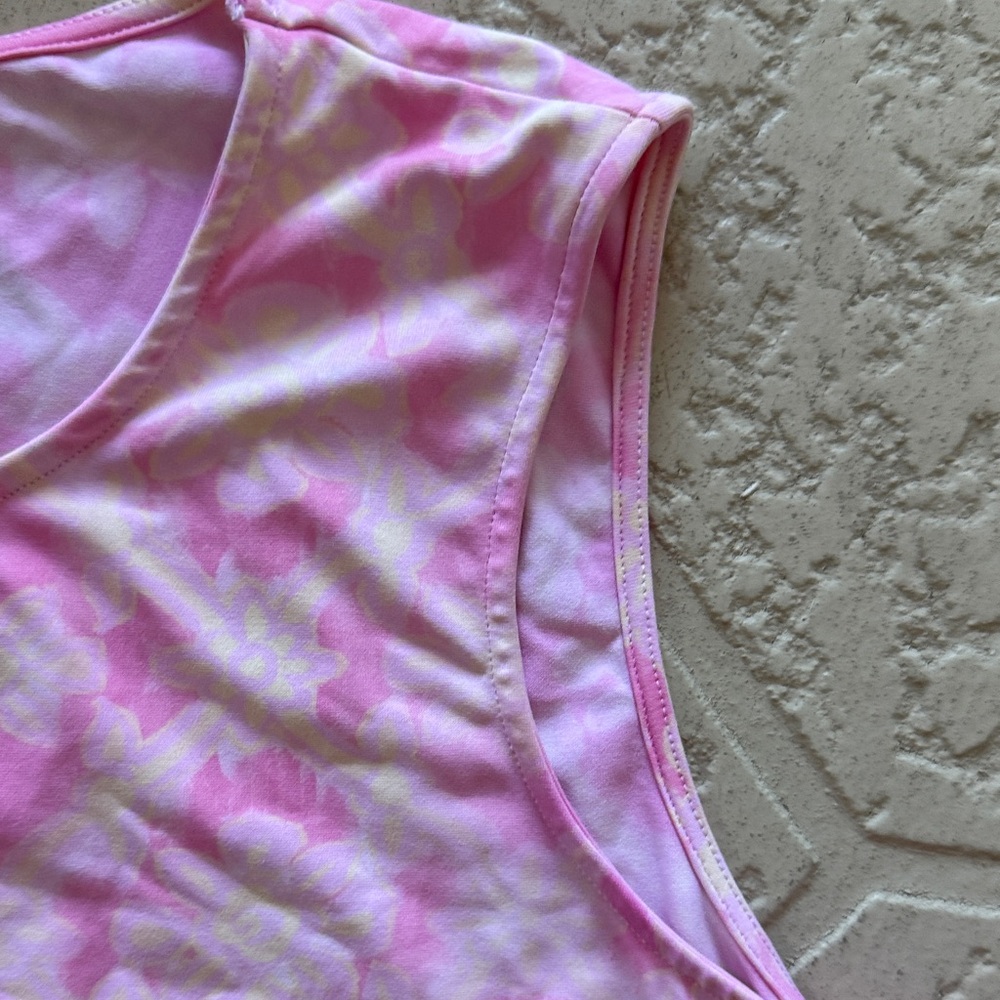 Elegant Pink Floral Sleeveless Pajama Dress - Picture 3 of 6